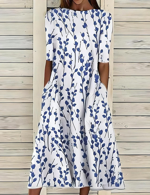 Abito Floreale Midi Elegante per Donna - Look Snello e Fresco 0