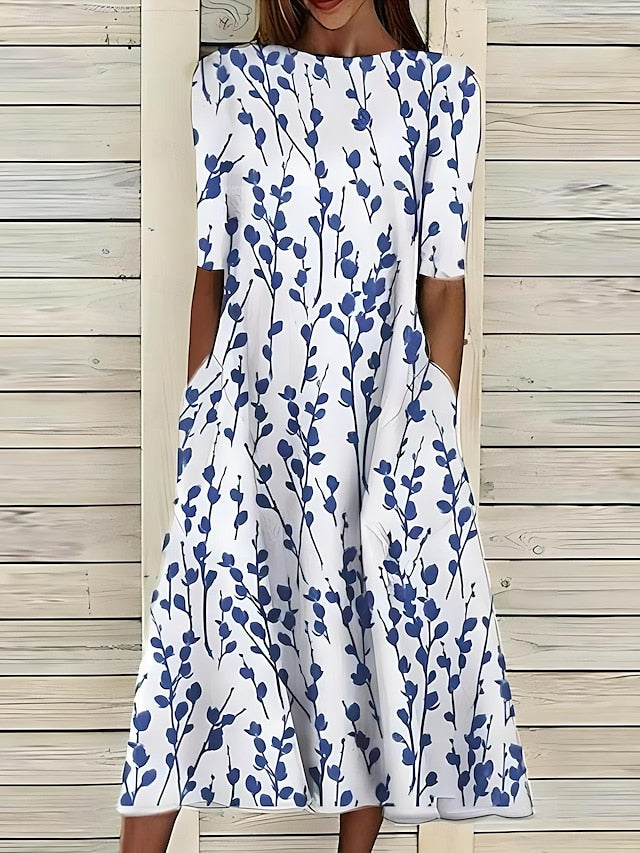 Abito Floreale Midi Elegante per Donna - Look Snello e Fresco 0