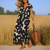 Abito Fluido con Scollo a V e Stampa per Donna - Elegante e Confortevole 3