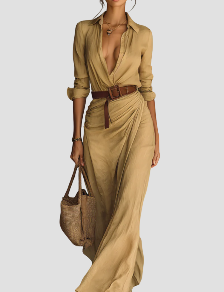 Abito Lungo Donna Chemisier Elegante per Look Versatili 0