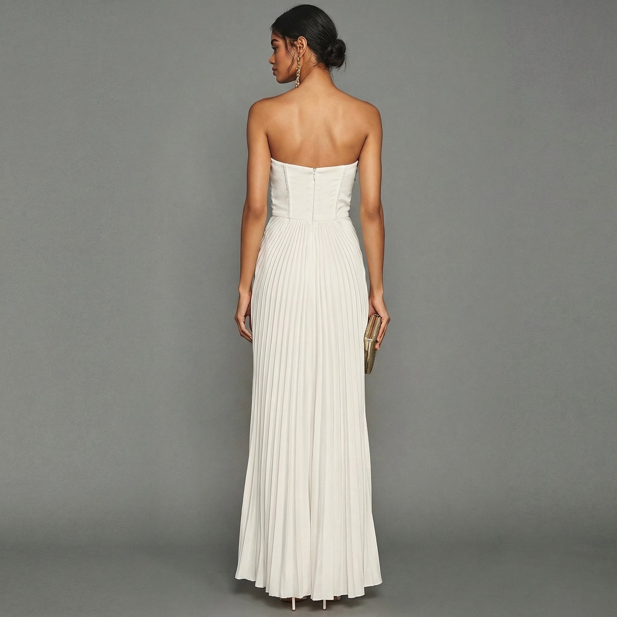 Abito Lungo Donna Plissettato Elegante per Cerimonia 1