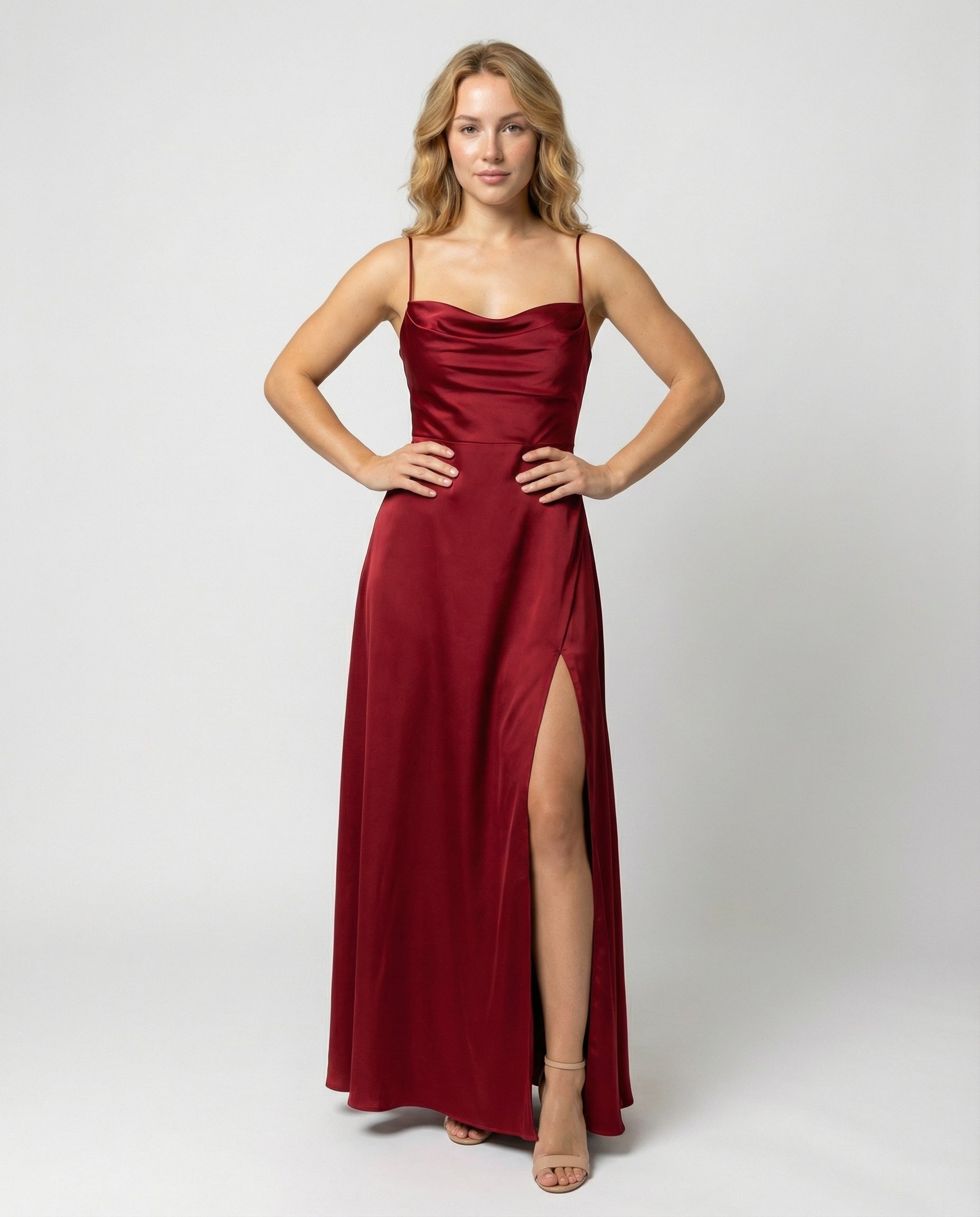 Abito Lungo Elegante Donna Estate con Spacco Maxi Vestito Cerimonia 0