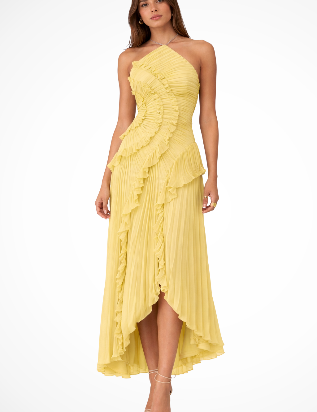 Abito Maxi Estivo da Donna Senza Maniche con Scollo All'Americana e Volant 1