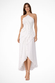Abito Maxi Estivo da Donna Senza Maniche con Scollo All'Americana e Volant 2