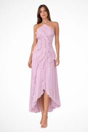 Abito Maxi Estivo da Donna Senza Maniche con Scollo All'Americana e Volant 3