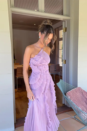 Abito Maxi Estivo da Donna Senza Maniche con Scollo All'Americana e Volant 7