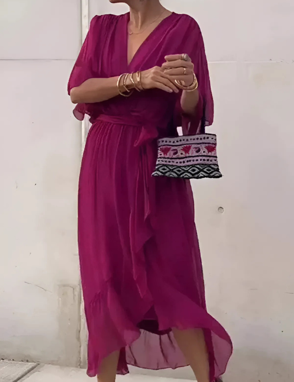 Abito Midi Avvolgente Elegante per Donne - Stile Casual e Raffinato 3