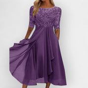Abito Midi Donna Elegante a Trapezio per Feste Estive e Cerimonie 5
