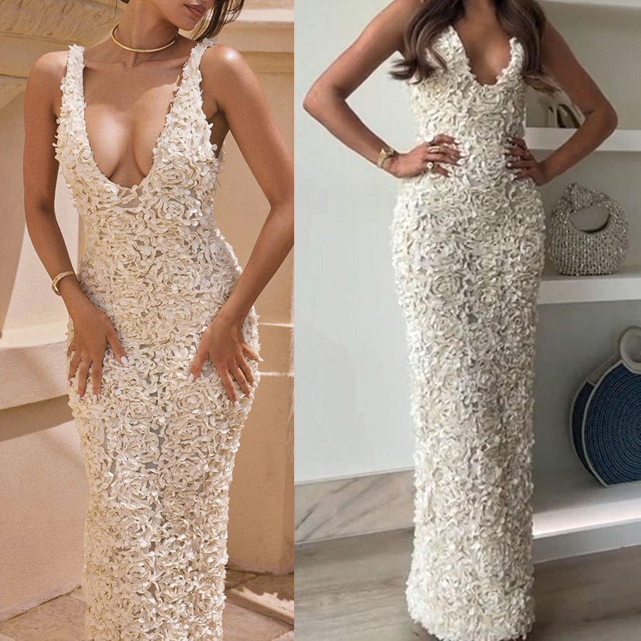 Abito Midi Elegante Donna in Pizzo per Cerimonia e Feste 0