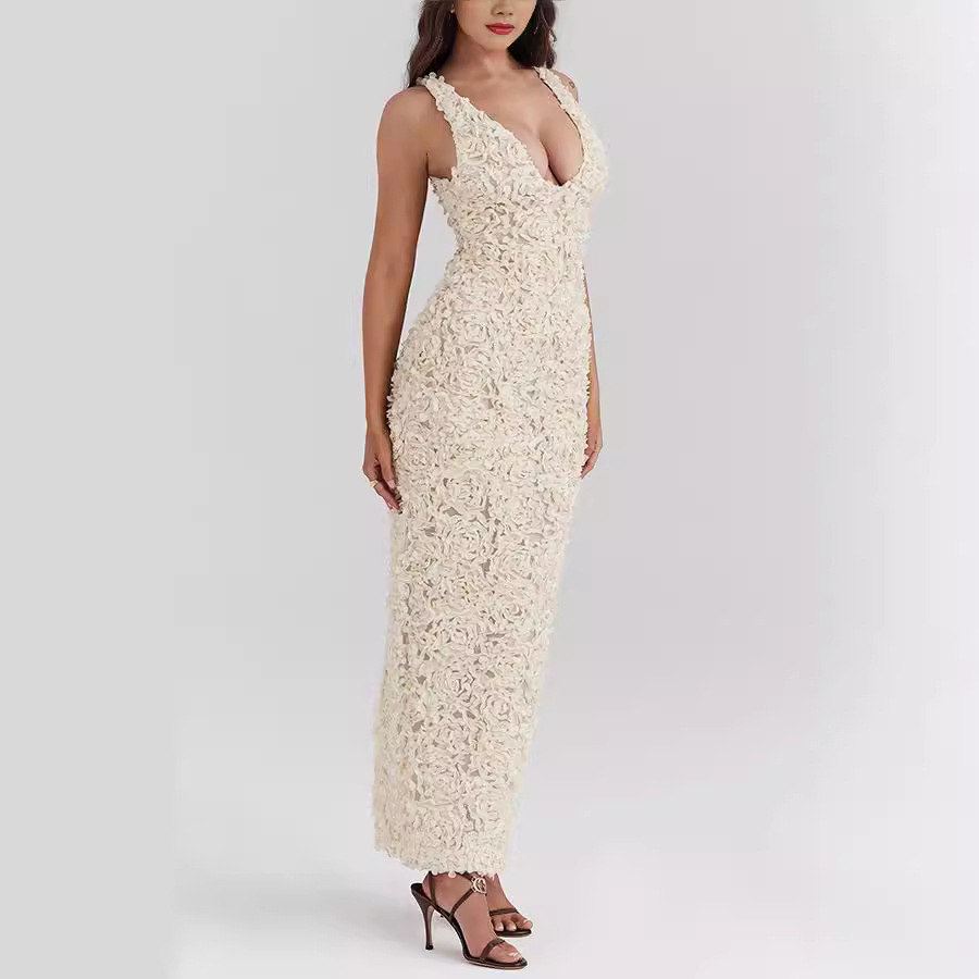 Abito Midi Elegante Donna in Pizzo per Cerimonia e Feste 6