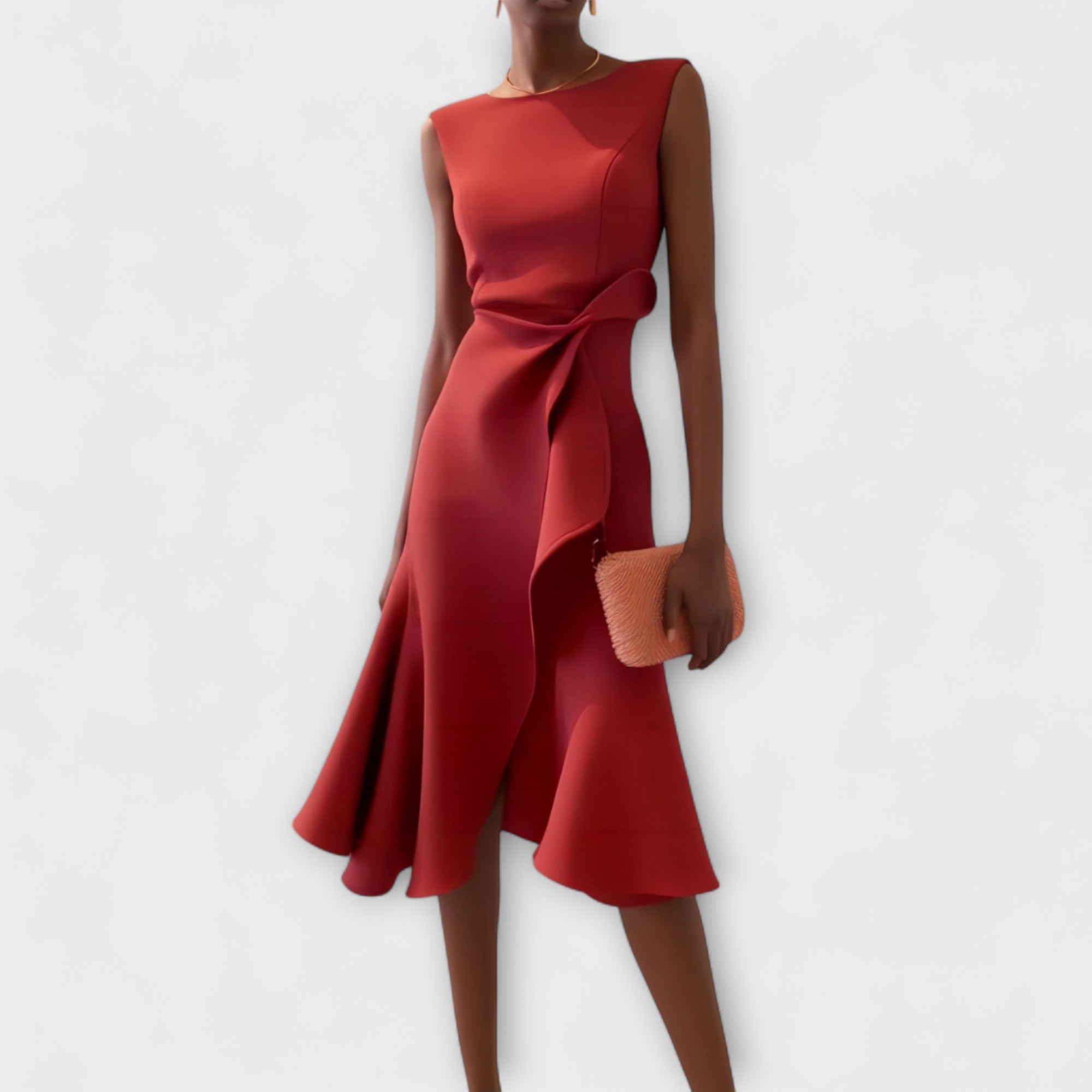 Abito Midi Elegante con Dettaglio Asimmetrico per Cerimonia e Occasioni Speciali 0