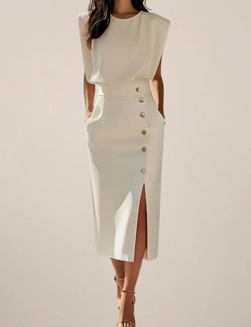 Abito Midi Elegante con Spacco Laterale per Donne - Stile Raffinato per l'Estate 1