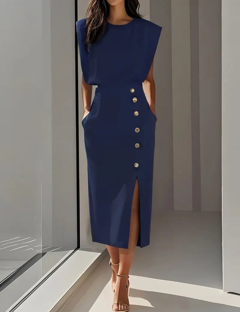 Abito Midi Elegante con Spacco Laterale per Donne - Stile Raffinato per l'Estate 3
