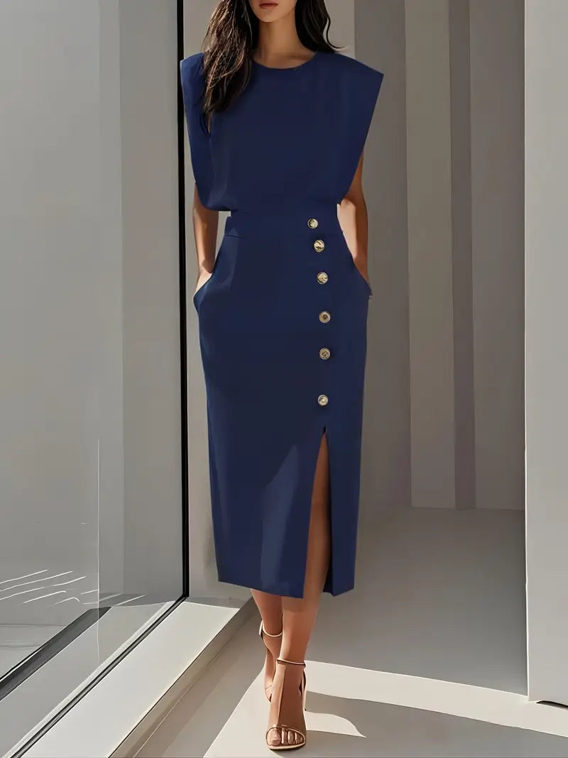 Abito Midi Elegante con Spacco Laterale per Donne - Stile Raffinato per l'Estate 3