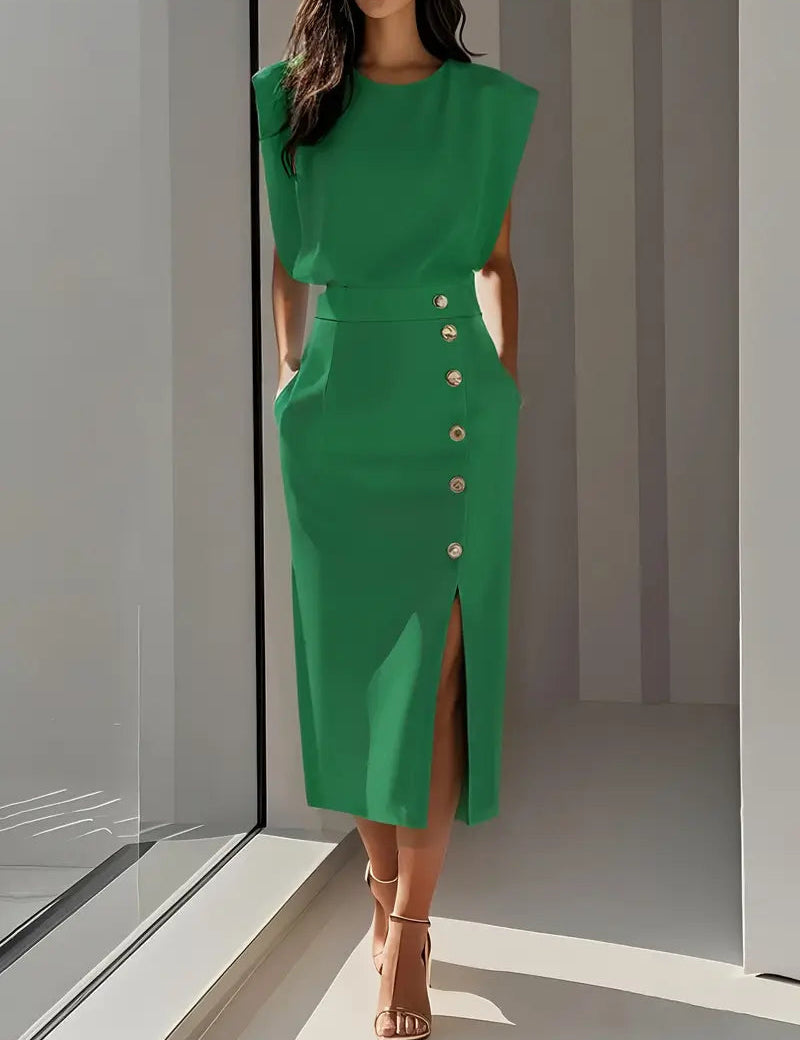 Abito Midi Elegante con Spacco Laterale per Donne - Stile Raffinato per l'Estate 5