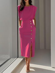 Abito Midi Elegante con Spacco Laterale per Donne - Stile Raffinato per l'Estate 7