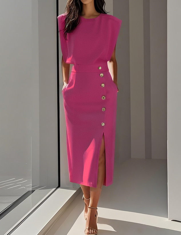 Abito Midi Elegante con Spacco Laterale per Donne - Stile Raffinato per l'Estate 7