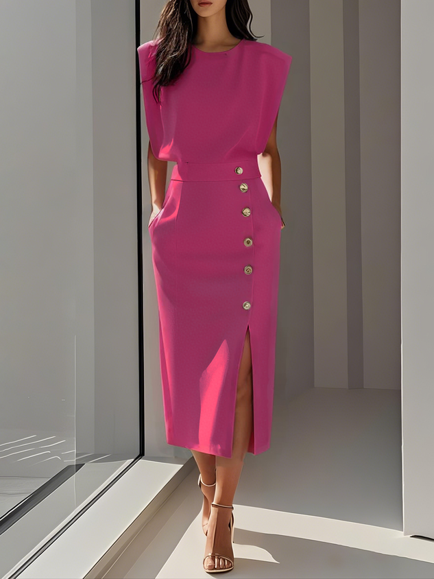 Abito Midi Elegante con Spacco Laterale per Donne - Stile Raffinato per l'Estate 7