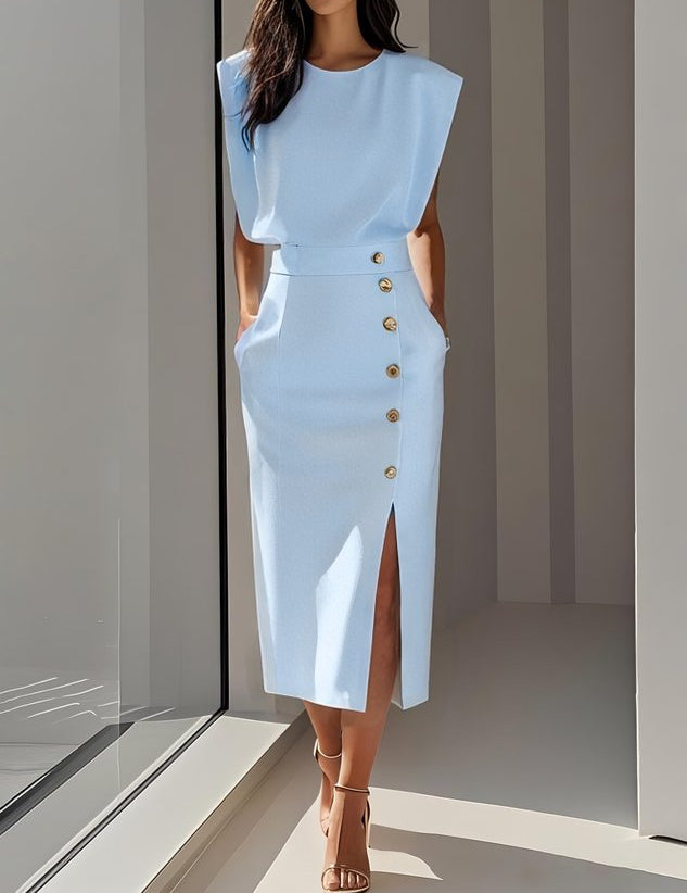 Abito Midi Elegante con Spacco Laterale per Donne - Stile Raffinato per l'Estate 8