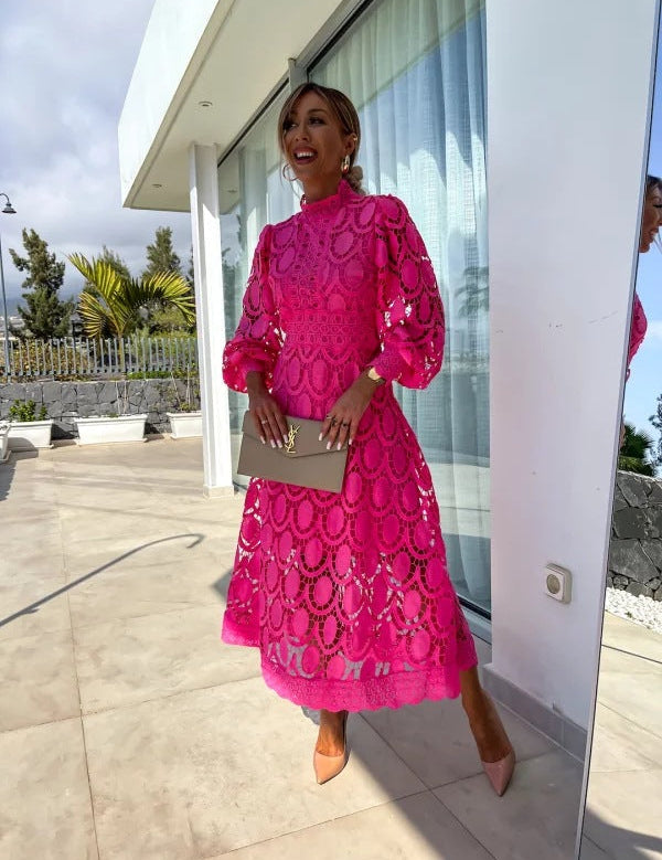 Abito Midi Elegante da Cerimonia Donna con Dettagli Traforati 3