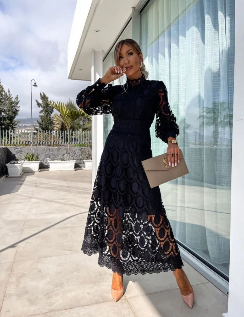 Abito Midi Elegante da Cerimonia Donna con Dettagli Traforati 5