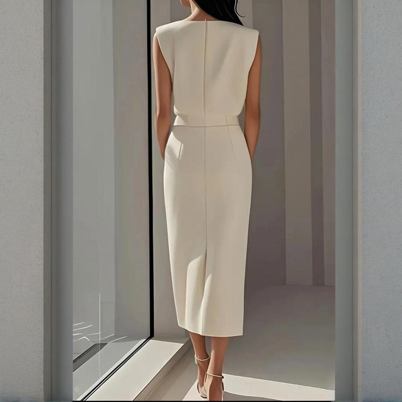 Abito Midi Elegante da Donna con Spacco e Bottoni Laterali 1