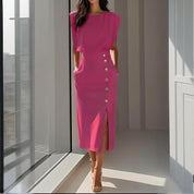 Abito Midi Elegante da Donna con Spacco e Bottoni Laterali 5
