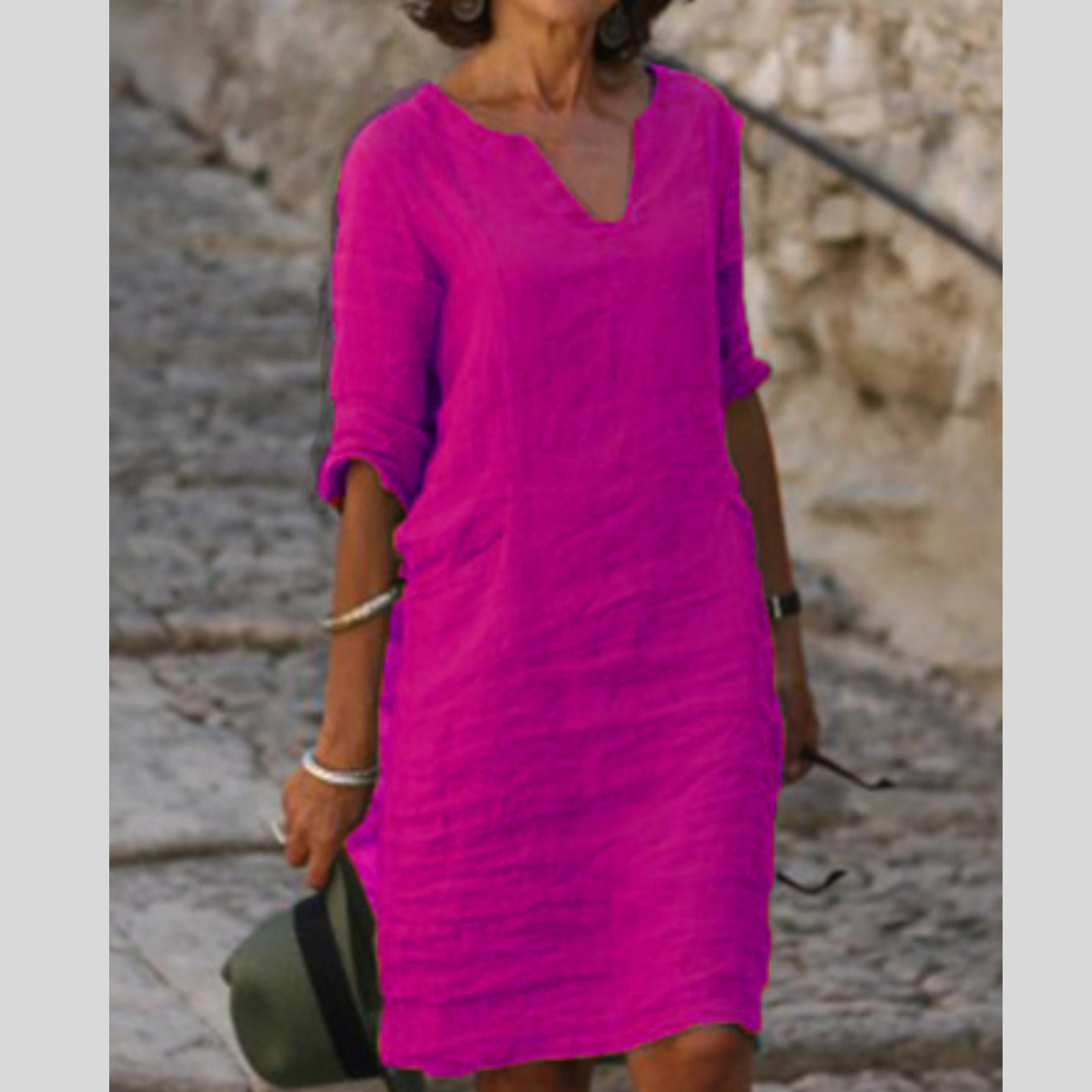 Abito con Scollo a V Elegante e Modellante per Donne 10