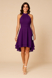 Abito da Donna Elegante Svasato con Scollo Alto per Eventi Estivi 3