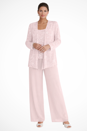 Abito da Donna Elegante in Pizzo e Paillettes con Pantaloni a Gamba Larga 9