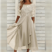 Abito da Sera Elegante con Dettagli in Pizzo e Maniche a 3/4 per Donna 7