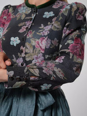 Abito dirndl vintage nero con motivo floreale – Oktoberfest | Con grembiule per uno stile tradizionale classico 3