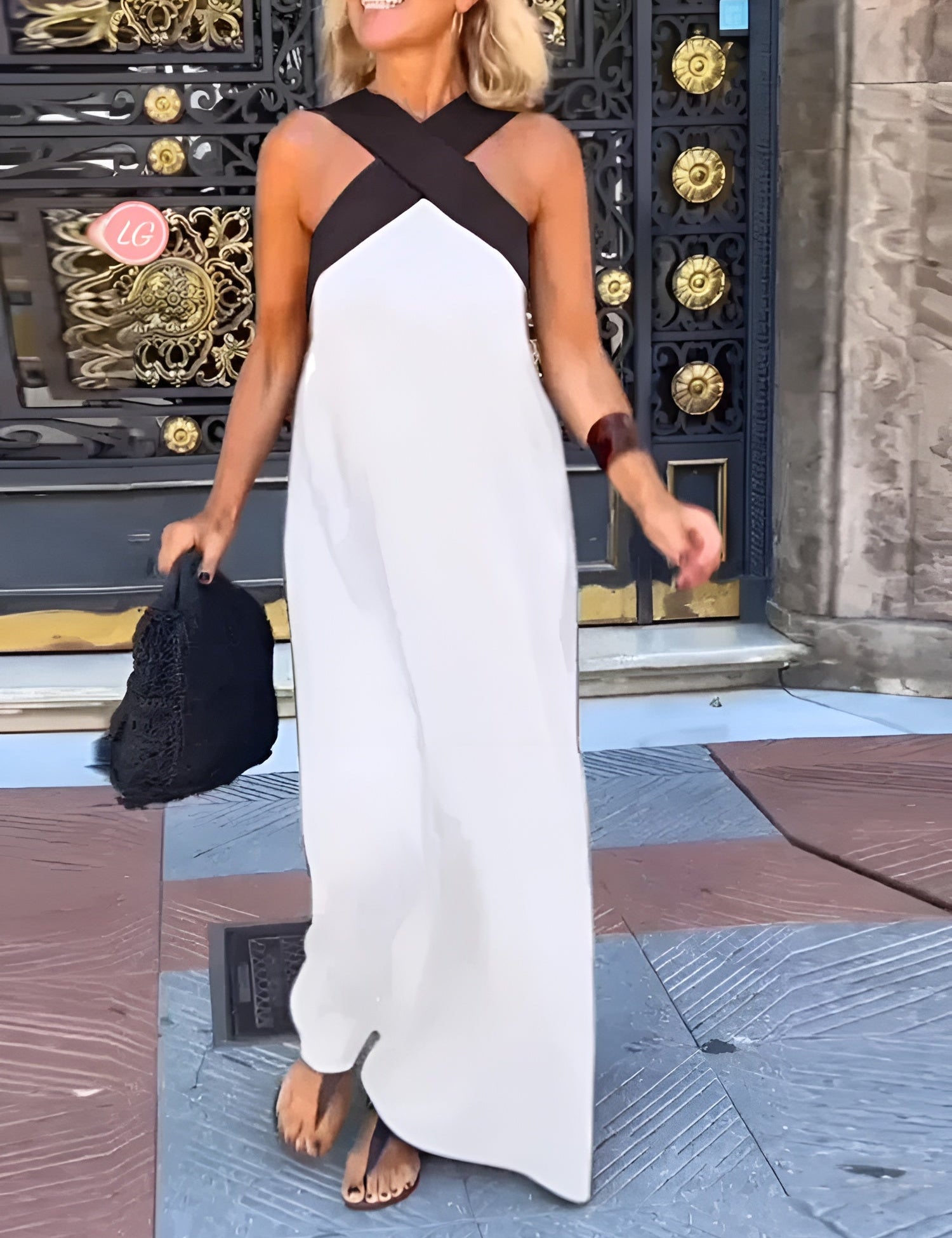 Abito lungo incrociato elegante e traspirante per donne - Maxi dress estivo 1