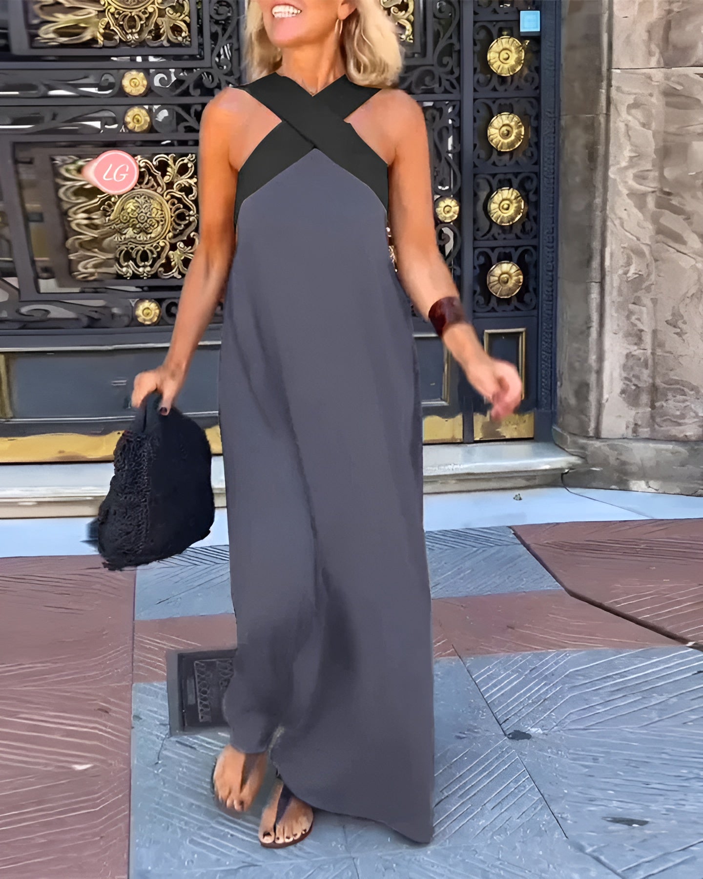 Abito lungo incrociato elegante e traspirante per donne - Maxi dress estivo 2