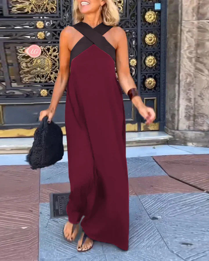 Abito lungo incrociato elegante e traspirante per donne - Maxi dress estivo 7