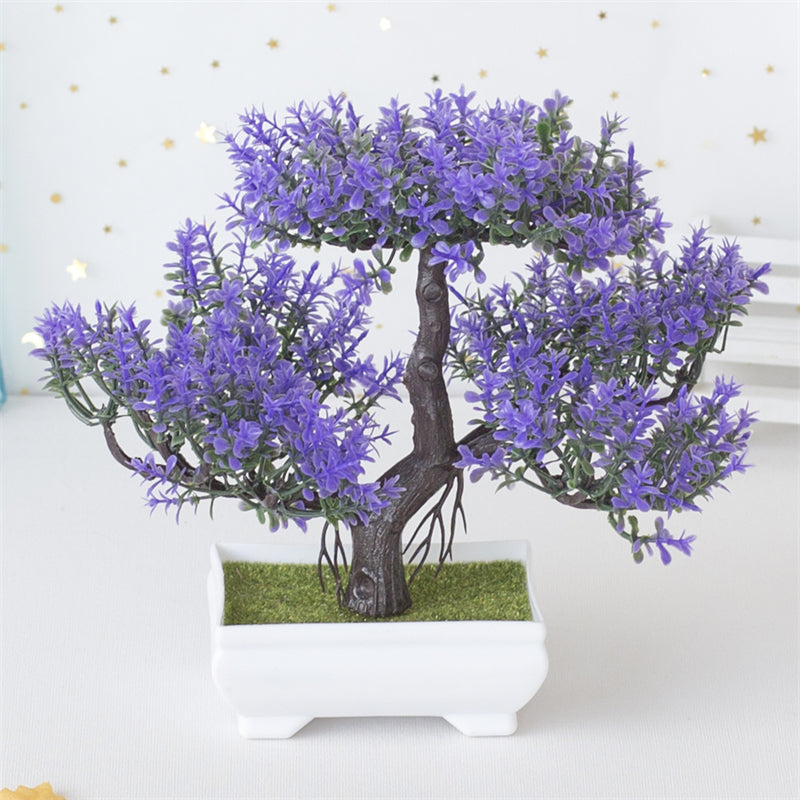 Albero Artificiale Mini Bonsai con Fiori Rosa Realistici per Decorazione Casa 7