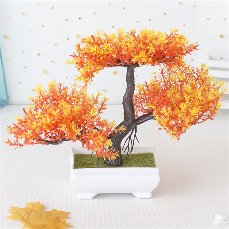 Albero Artificiale Mini Bonsai con Fiori Rosa Realistici per Decorazione Casa 8