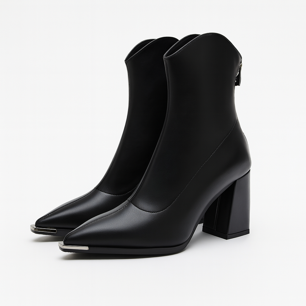 Angela | Damen-Frühjahrs-Stiefeletten mit spitzer Kappe und Absatz 0