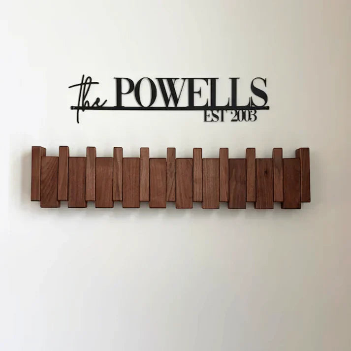Appendiabiti da Parete in Legno a Forma di Pianoforte - Design Elegante per Ingressi e Corridoi, Ganci Multifunzionali 3
