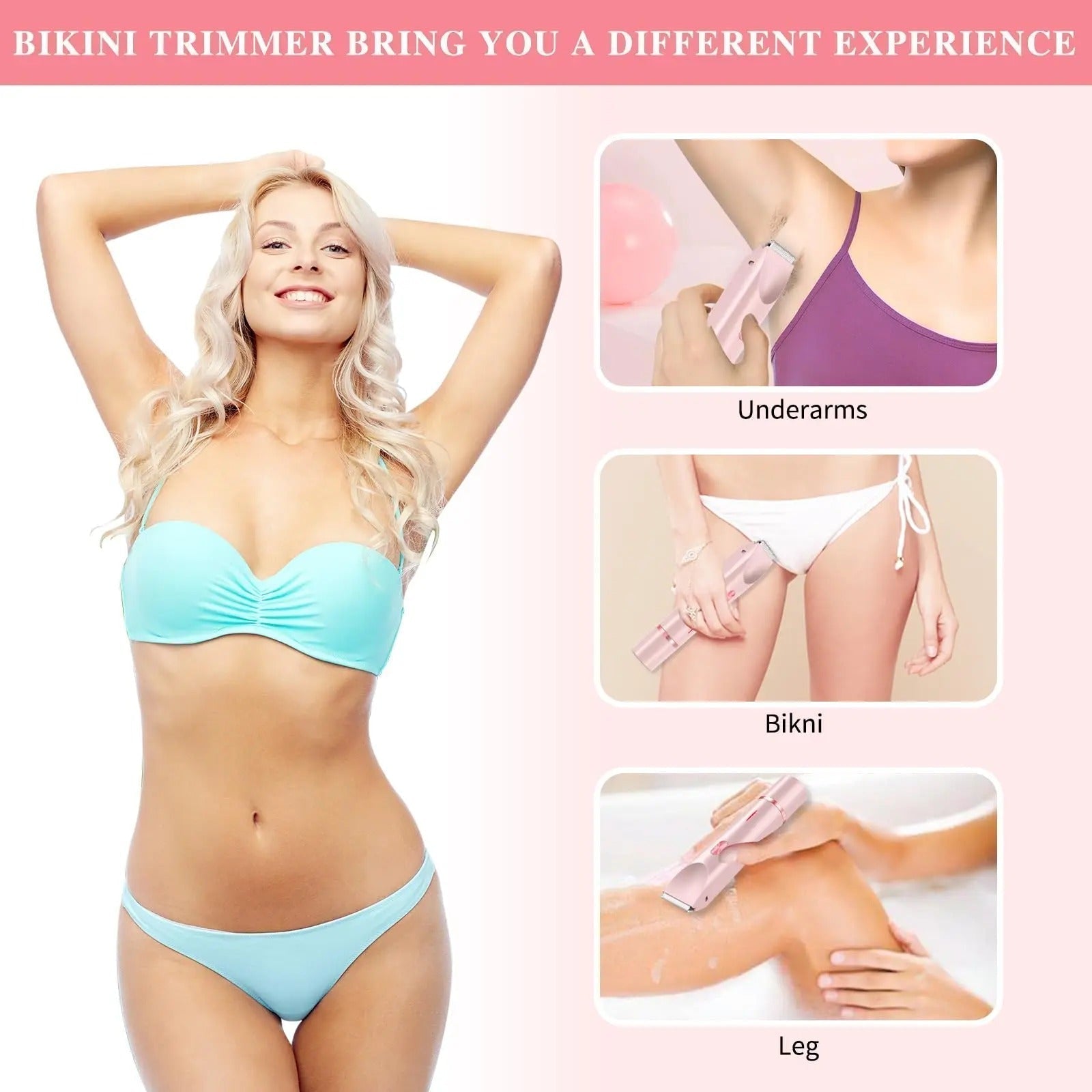 AquaGlow | Rifinitore bikini ricaricabile impermeabile per una rasatura liscia della pelle 1