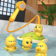AquaTots | Set di giocattoli da bagno con anatre galleggianti e delicato spruzzatore d'acqua per bambini 2
