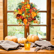 Autumna Charm Herbstlicher Türkranz | Kürbis & Rattan | 40 cm | Handgefertigte Deko für Herbst & Thanksgiving 3