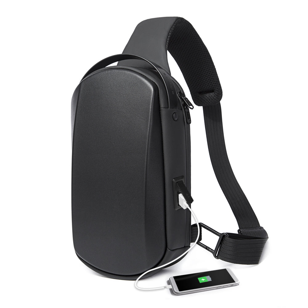 BANGE Borsa a tracolla impermeabile con tracolla e zaino per uomo con porta di ricarica USB 1