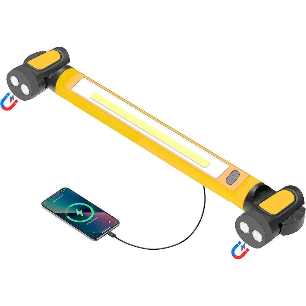 Barra luminosa da lavoro a LED magnetica – Lampada ricaricabile da 5200 mAh per riparazioni auto, illuminazione sottocofano e illuminazione di emergenza esterna 0