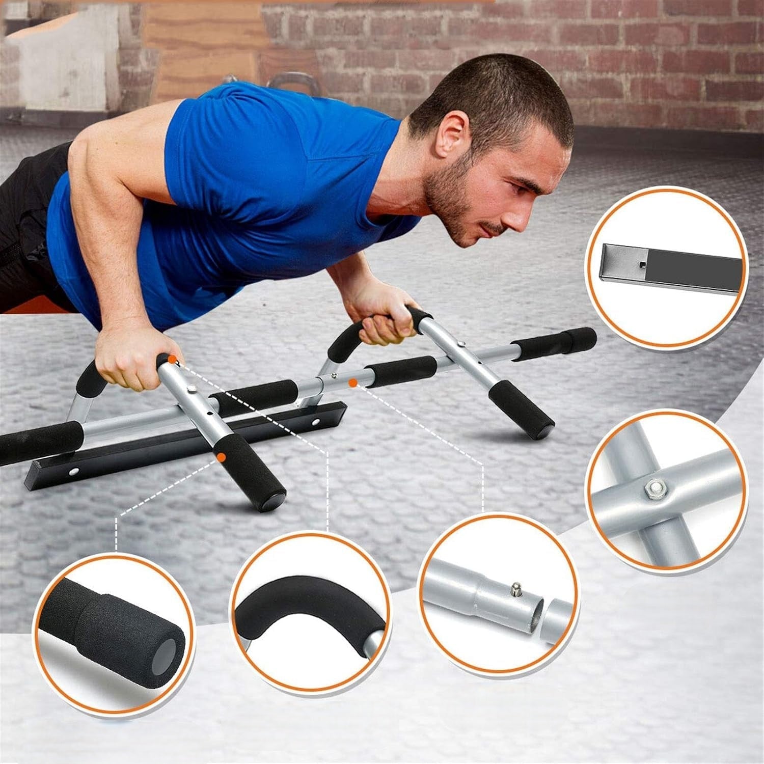 Barra per trazioni da porta per palestra domestica – Allenatore per il corpo da interno per il fitness di tutto il corpo, barra facile da appendere con impugnature in schiuma e design robusto 8