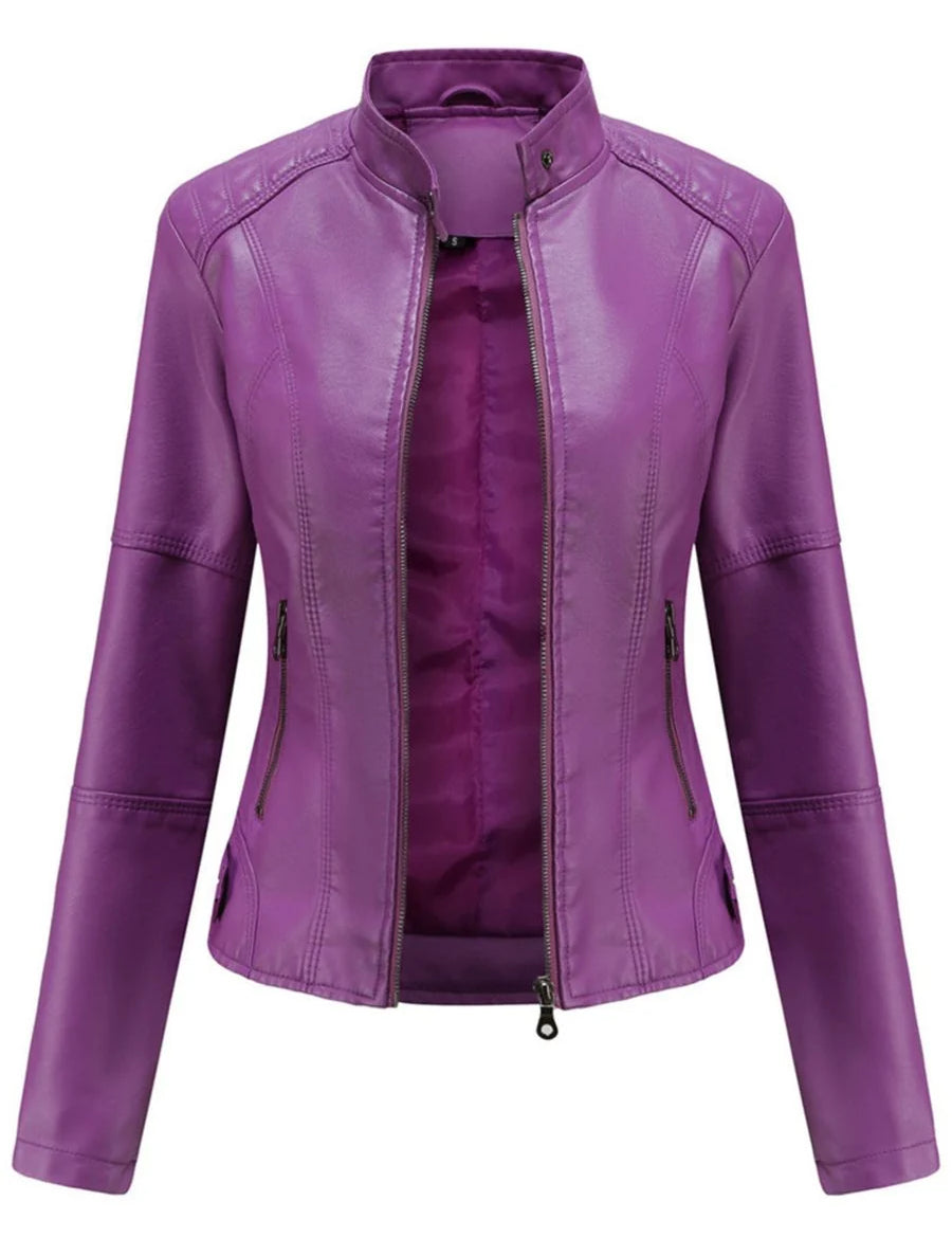 Bikerjacke Damen | Taillierter Schnitt & Stehkragen 2