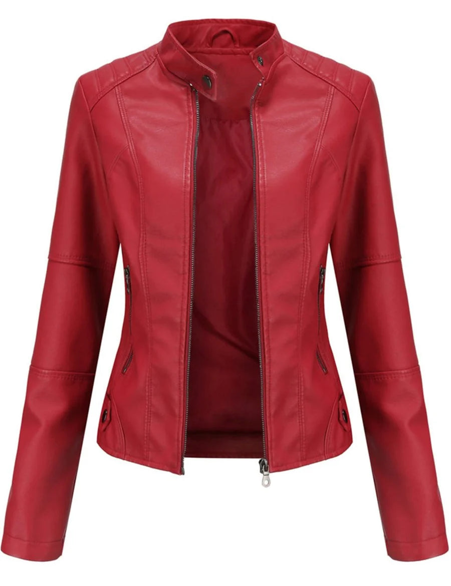 Bikerjacke Damen | Taillierter Schnitt & Stehkragen 3