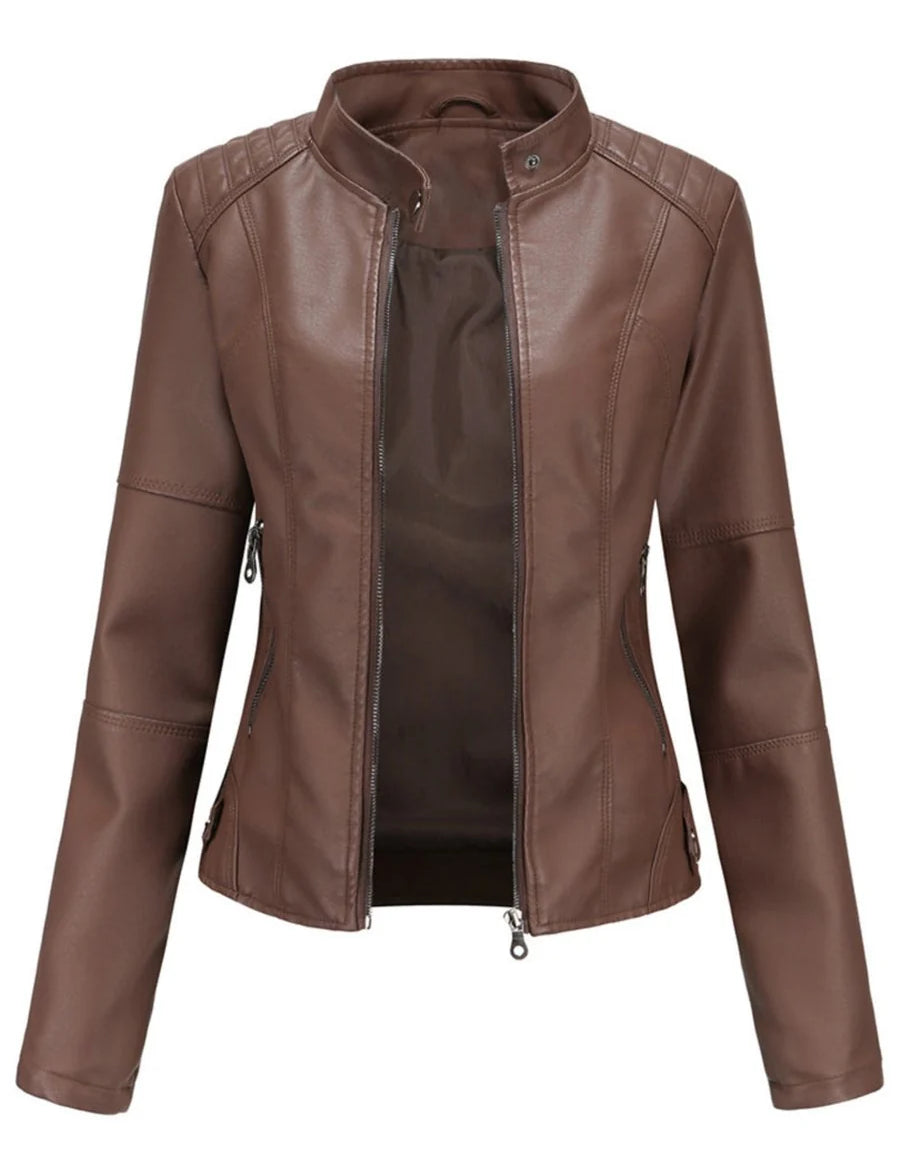Bikerjacke Damen | Taillierter Schnitt & Stehkragen 5