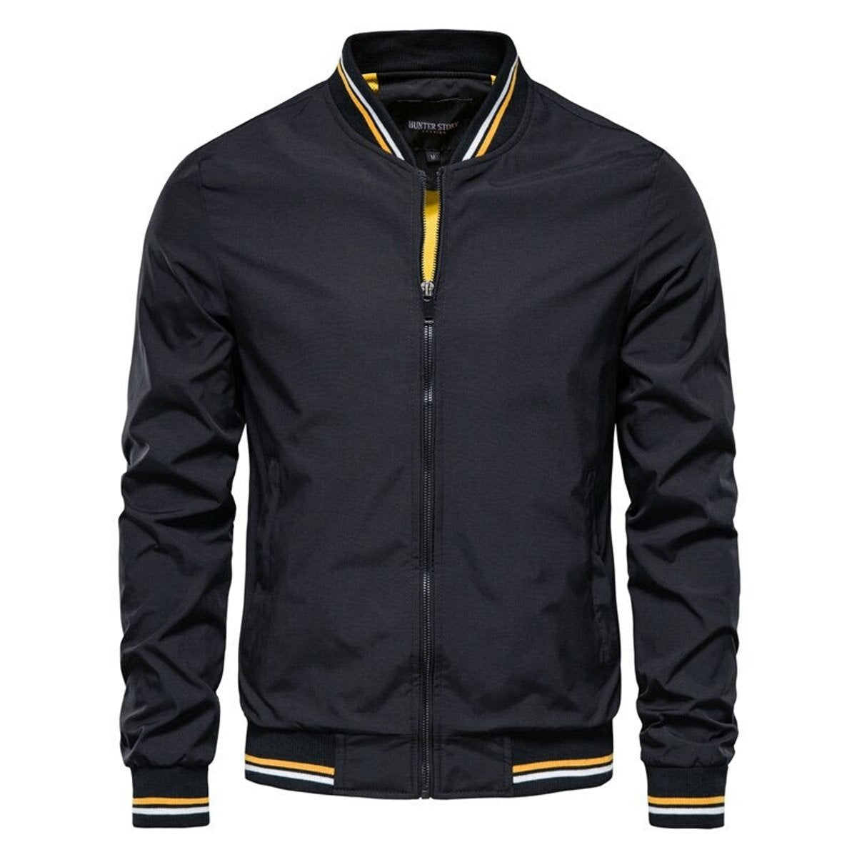 Bomber Uomo Tinta Unita con Polsini a Costine e Zip Frontale Casual 0