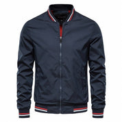 Bomber Uomo Tinta Unita con Polsini a Costine e Zip Frontale Casual 1